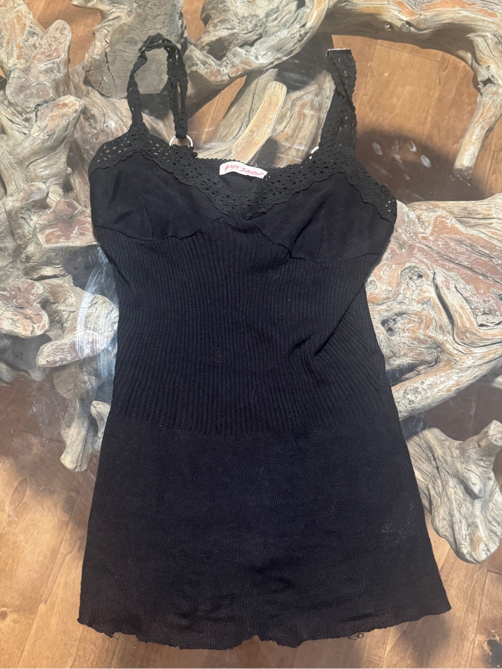Vintage Betsey Johnson Eyelet Lace Trim Tank